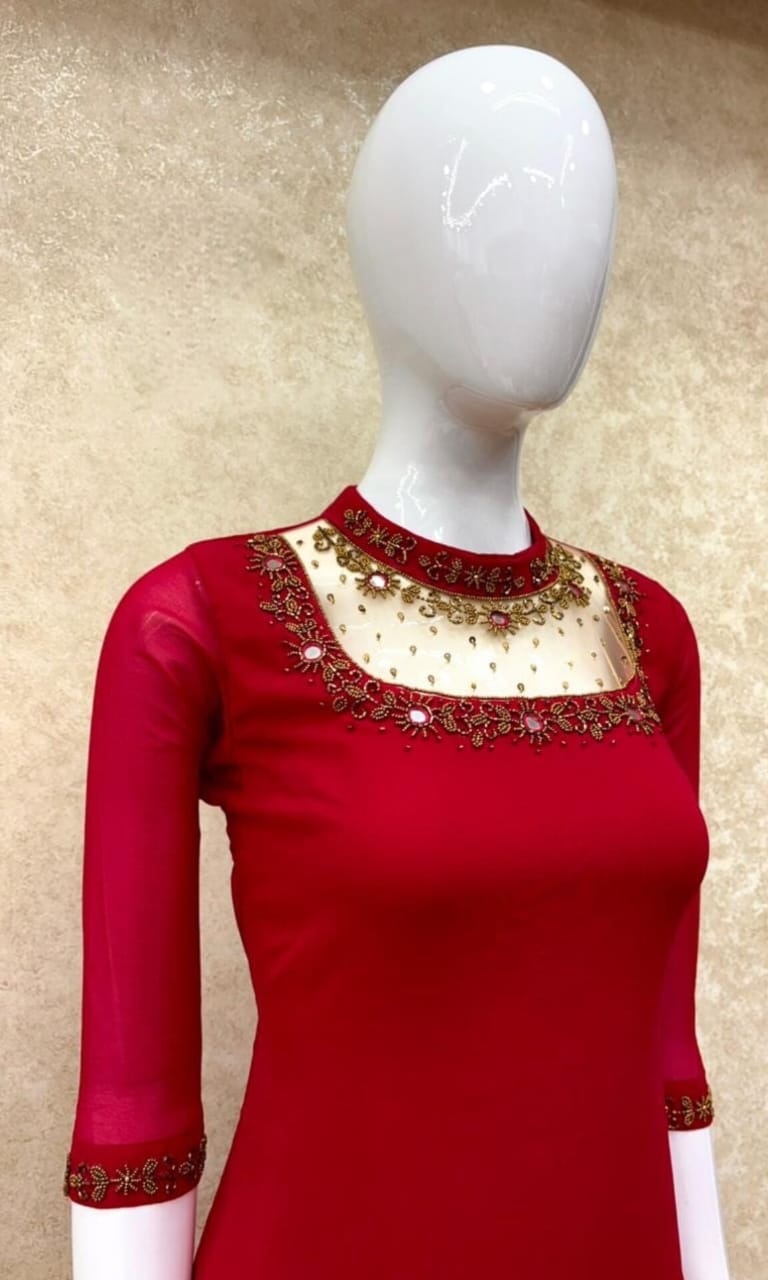 Heavy Mirror work/Jewel Neck Kurti